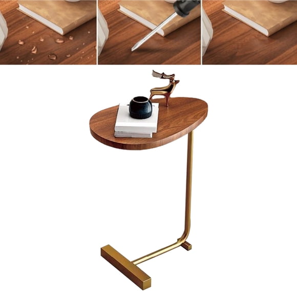 Tables d'Appoint pour Canapé Qui Se Glissent Dessous, Tables d'Appoint pour Collation en Forme de C, Table d'Extrémité en Forme de C pour Canapé, Petite Table de Chevet à Grain de Bois pour Sofa, Hôtel, Salon,