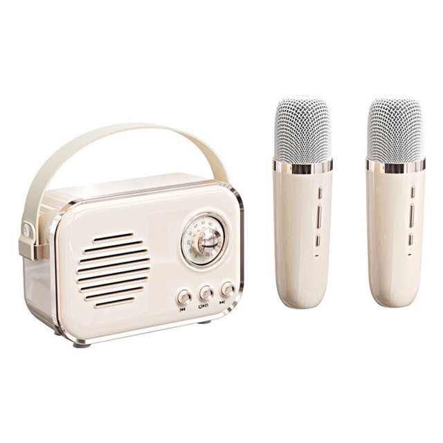 Retro mini speaker portable wireless Bluetooth speaker microphone outdoor karaoke