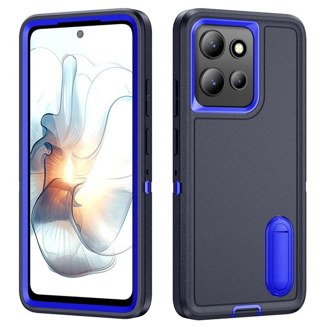 For Motorola Moto G Play 2025 Case, Moto G Play 2025 Phone Case With Built In Kickstand, Shockproof/Dustproof/Drop Proof Heavy Duty Military-Grade Rugged Protective Cover For Moto G Play 2025,Blue