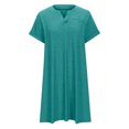 thumbnail image 4 of Penkiiy Robes Grande Taille pour Femmes aux Formes Robe Ample Dames Robe d'Été de Détente Aguichant Petite Col en V Manches Courtes Robe Décontractée 3TG Bleu Ciel, 4 of 5