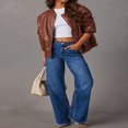 thumbnail image 2 of Veste en Cuir pour Femme à Manches Longues avec Fermeture Éclair Blouson Bomber, 2 of 9