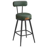 VASAGLE EKHO Collection - Bar Stools Set of 2, Swivel Counter Bar Stools with Backs, Synthetic Leather with Stitching, Mid-Century Modern, 25.6-inch Tall, Kitchen Home Bar, Forest Green ULBC089C01