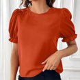 thumbnail image 2 of Besolor Summer Tunic Tops for Women Crew Neck Ruffle Short Sleevr Shirts Casual Solid Color Ladies Going out Tees, 2 of 4