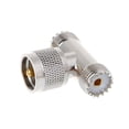 thumbnail image 1 of T Shape UHF Male PL259 To 2 UHF Female SO239 Triple RF Connector 3-way Coaxial Adapter, 1 of 3