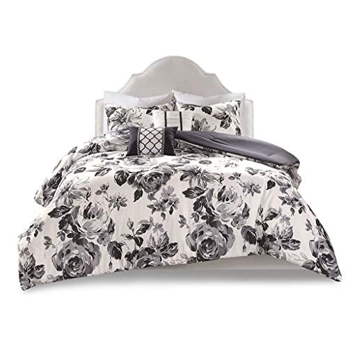 Intelligent Design Dorsey Floral Print Comforter Set Black/White Twin/Twin XL