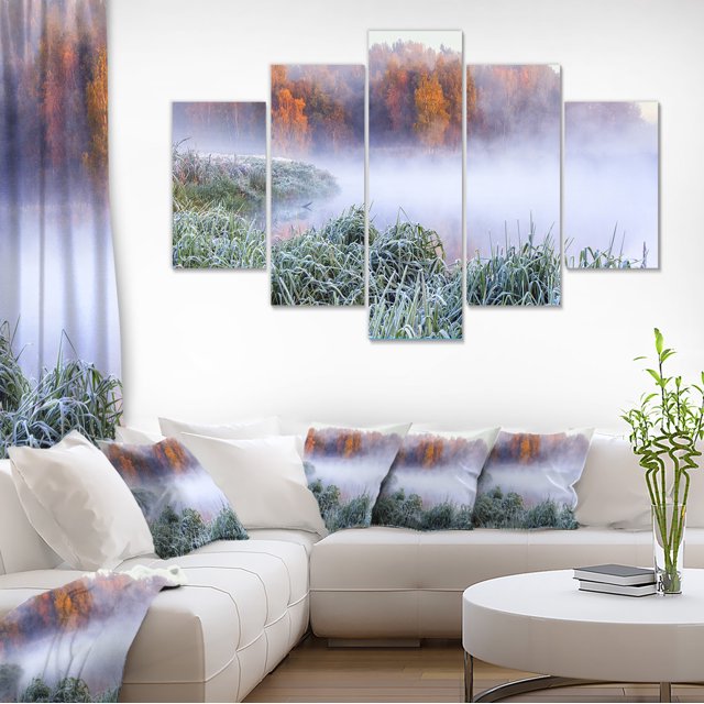 Foggy Autumn Dawn Panorama - Landscape Print Wall Artwork