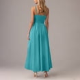 thumbnail image 4 of Amzcrzy Robes pour Femmes Couleur Unie Bretelles Spaghetti Robe d'Été Décontractée Col Rond Sans Manches Robes Soleil pour Femmes Tendance à Étages Fluide Robes Maxi avec Poches, 4 of 8