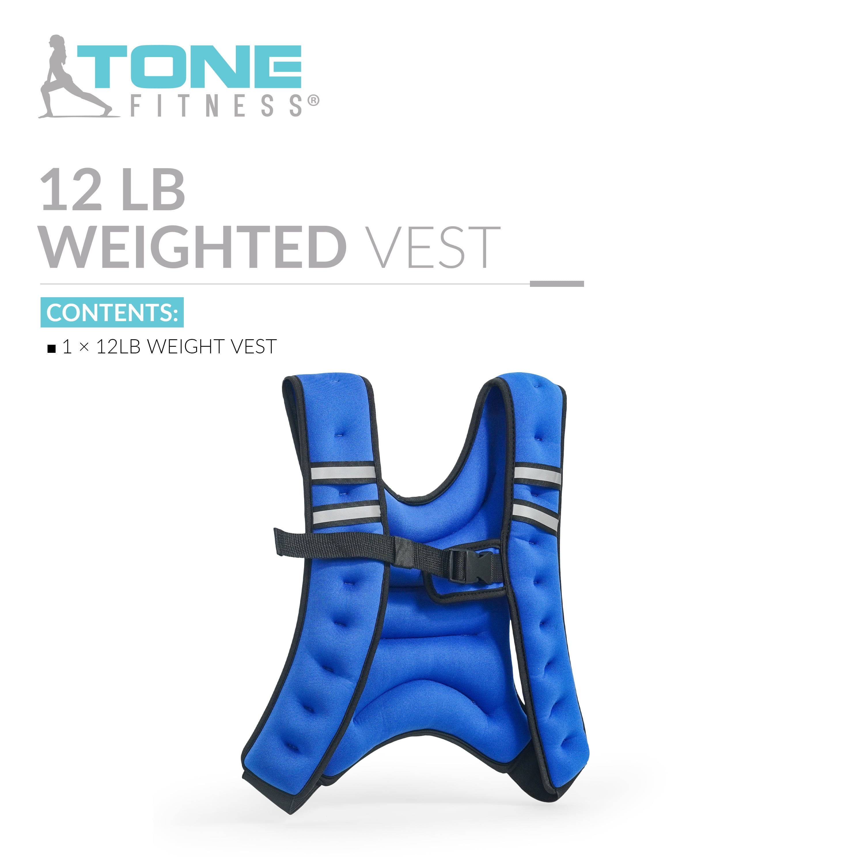 Gilet lesté en néoprène Tone Fitness, 5,4 kg, bleu
