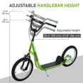 thumbnail image 4 of Aosom Kick Scooter, Kids Ride on Toy w/ 16'' Inflatable Wheel, Green, 4 of 10