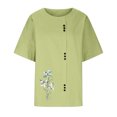 thumbnail image 2 of Birdeem Womens Fashion Summer Round Neck Leisure Short Sleeve Printed Buttons Tops, 2 of 7