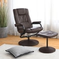thumbnail image 3 of Costway Fauteuil Inclinable Pivotant à 360° en Cuir PVC, Fauteuil d'Appoint Lounge avec Ottoman, Brun, 3 of 9