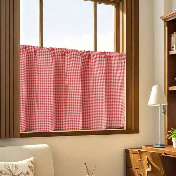 Cantonnière à Carreaux pour Fenêtre, Poche pour Tringle, Déco de Style Cottage pour Cuisine et Salon