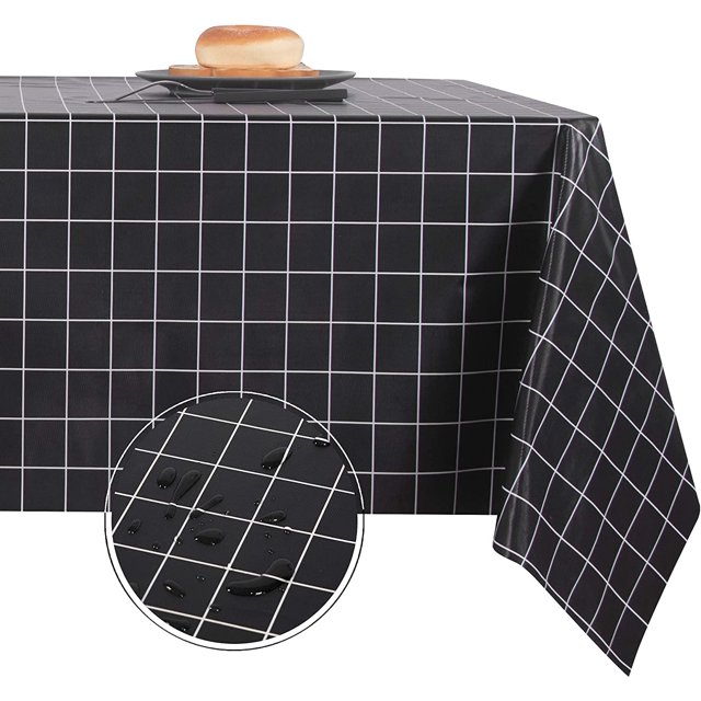 ORUYROP 100% Waterproof PVC Table Cloth, Oil-Proof Spill-Proof Vinyl Rectangle Tablecloth, Wipeable Table Cover for Outdoor and Indoor Use