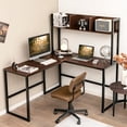 thumbnail image 2 of Costway Bureau en L de 55 Pouces Bureau d'Ordinateur d'Angle Table de Travail d'Écriture avec Huche Teck, 2 of 10