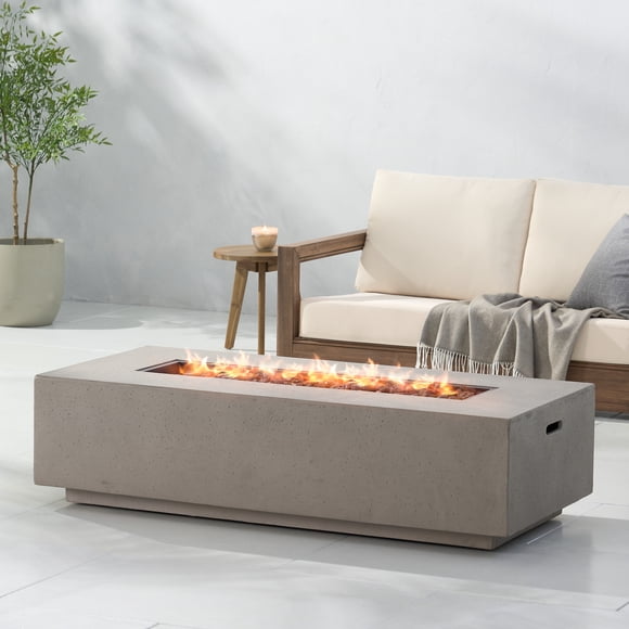 Noble House 50,000 BTU Rectangular MGO Fire Table, Outdoor Propane Gas Fire Pit, No Assembly Required