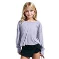 thumbnail image 2 of Plebaso Girls Workout Tops Long/Short Sleeve Open Back Shirts Kids Athletic Running Cropped Tees Tops, 2 of 7