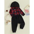 thumbnail image 4 of Honganda 0-24M Baby Boy 2 Pcs Outfit Plaid Long Sleeve Hooded Rompers Pants Set Fall Spring Clothes, 4 of 9