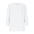 thumbnail image 4 of Moxiu Hauts à Oeillets Hauts pour Femmes Chemises à Manches 3/4 2025 T-Shirt Trois Quarts pour Dames Blouse à Col Rond Décontractée Ample Hauts de Sortie 95 % Polyester + 5 % Spandex, 4 of 7
