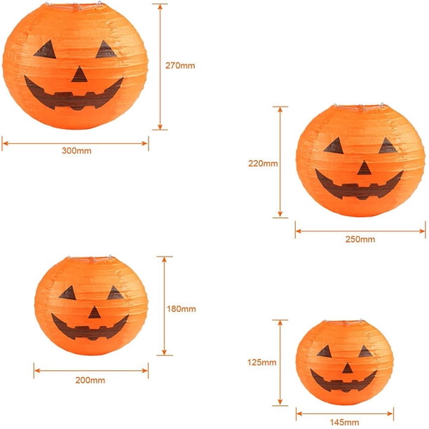 12-Pack Halloween Jack-O-Lantern Paper Lanterns – 12 Inch Hanging Pumpkin Decor For Home, Outdoor Party, Multi-Style