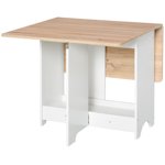 HOMCOM Foldable Dining Table, Drop-Leaf Folding Table with Storage Shelf