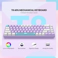 thumbnail image 2 of HAOAN T8 Clavier de Jeu 60 % 68 Touches Compact Mini Clavier Mécanique Filaire avec 18 Commutateurs Bleus Rétroéclairés RVB Chroma Câble de Clavier Bobiné USB-C pour PC Portable Mac XBOX - Bleu Blanc, 2 of 8