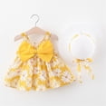 thumbnail image 2 of Elegant Floral Summer Beach Dress Set with Bow and Ruffled Hat for Toddler Girls, 2 of 8