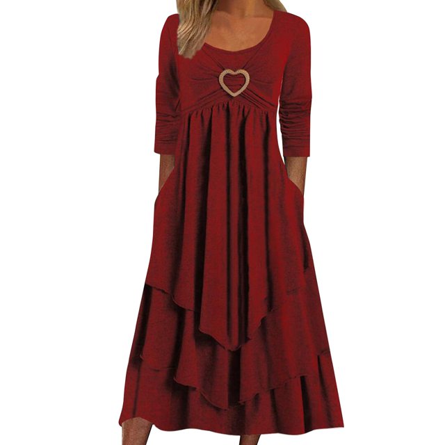 2025 Robe Décontractée Ample pour Femme Robe d'Été Décontractée Femme Robe à Manches Longues pour Femme Robes Décontractées avec Ceinture pour Femme Col Rond Ample Fluide Sans Manches Longueur Genou Robe Froncée