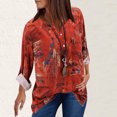 thumbnail image 2 of Mode Femmes Décontracté Vintage Imprimé Col en V Manches Longues Chemise Blouse Hauts, 2 of 5