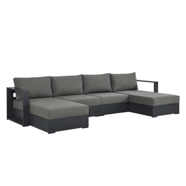 Modway Tahoe 4-Piece Sectional Sofa Set in Gray Charcoal