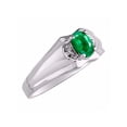 thumbnail image 3 of RYLOS Mens Rings Sterling Silver Classic Design 7X5MM Oval Gemstone & Diamond  Emerald May Birthstone Ring Size 9, 3 of 6