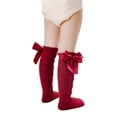 thumbnail image 3 of FOCUSNORM Baby Girls Knee High Socks Cable Knit Cotton Socks with Bow, 3 of 10