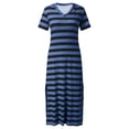 thumbnail image 3 of Tumotour Robe d'Été pour Femmes Robe Imprimée à Fleurs Robe à Manches Courtes Robe de Plage Décontractée Col Rond Longue Robe T-Shirt Voyage Vacances avec Poches, 3 of 4