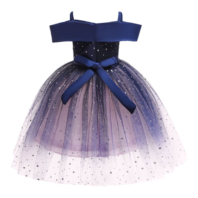 Robes de Fête pour Filles Tout-Petits Filles Filet Tempérament Sequins Nœud Robe de Fête d'Anniversaire Longues Robes Longues pour Filles Robes d'Anniversaire pour Filles Petites Filles Robes