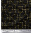 thumbnail image 1 of Soimoi Black Modal Satin Fabric Leaves & Geometric Print Sewing Fabric Yard 42 Inch Wide, 1 of 5