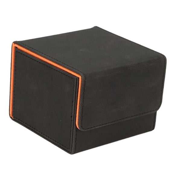 Étui de Deck en Cuir Économiseur de Cartes 140+ Cartes sous Pochette Boîte de Deck pour Cartes de Baseball Noir Orange