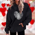 thumbnail image 2 of Penkiiy Chandails à Capuchon et Chandails pour Femmes, Mode Décontractée, Saint-Valentin, Imprimés, Manches Longues, 2TG, Noir, 2 of 5