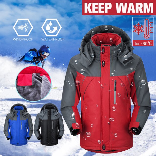 Chandail à Capuchon Extérieur Hommes Femmes Hiver Chaud Imperméable Veste Manteau de Neige Randonnée Ski Sport Hauts 4 Tailles