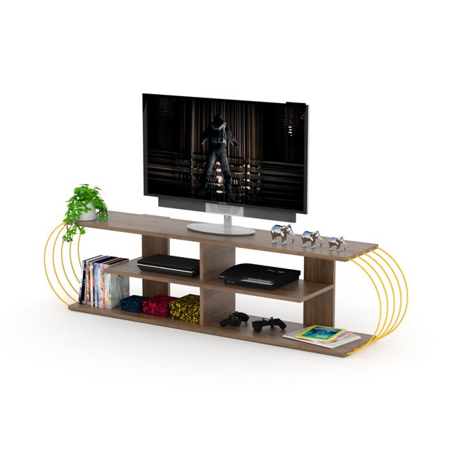 Homedora HD-CAS-TV-RF170304 Case Tv Unit, Walnut & Yellow