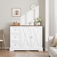 thumbnail image 4 of Buffet Cabinet with Storage Drawers and Doors, Farmhouse Coffee Bar Cabinet with Adjustable Shelf for Kitchen, Living Room, White, 4 of 7