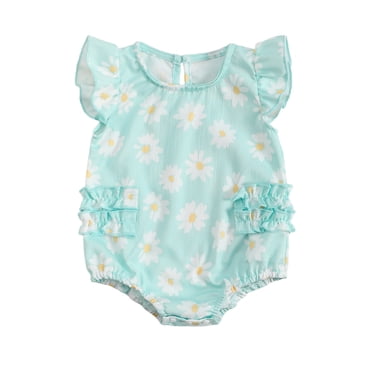 Barboteuse pour Bébé à Manches à Volants, Imprimé à Carreaux, Vêtements d'Été pour Filles, Dormeuses pour Prématurés, 6-12 Mois, Vêtements pour Fille