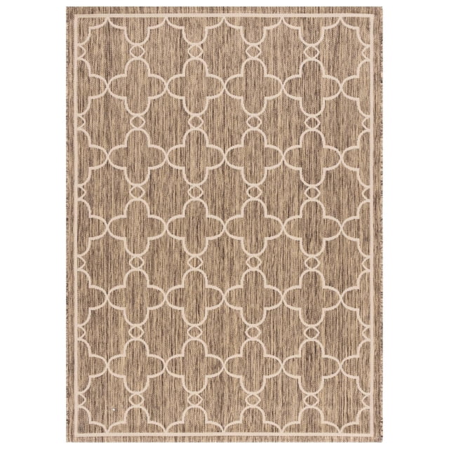SAFAVIEH Courtyard Tapis d'Intérieur/extérieur Géométrique Harmonisé en beige et Brun avec une Forme Rectangulaire, Présentant un Motif de Trèfle Répétitif en beige Pâle sur Polypropylène Brun Texturé avec un Tissage en sisal, Convient à une Utilisation durable Intérieure et Extérieure.