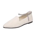 thumbnail image 1 of B91xZ Chaussures Plates à Bout Pointu pour Femmes, Confort Printemps Été, Blanc 6, 1 of 5