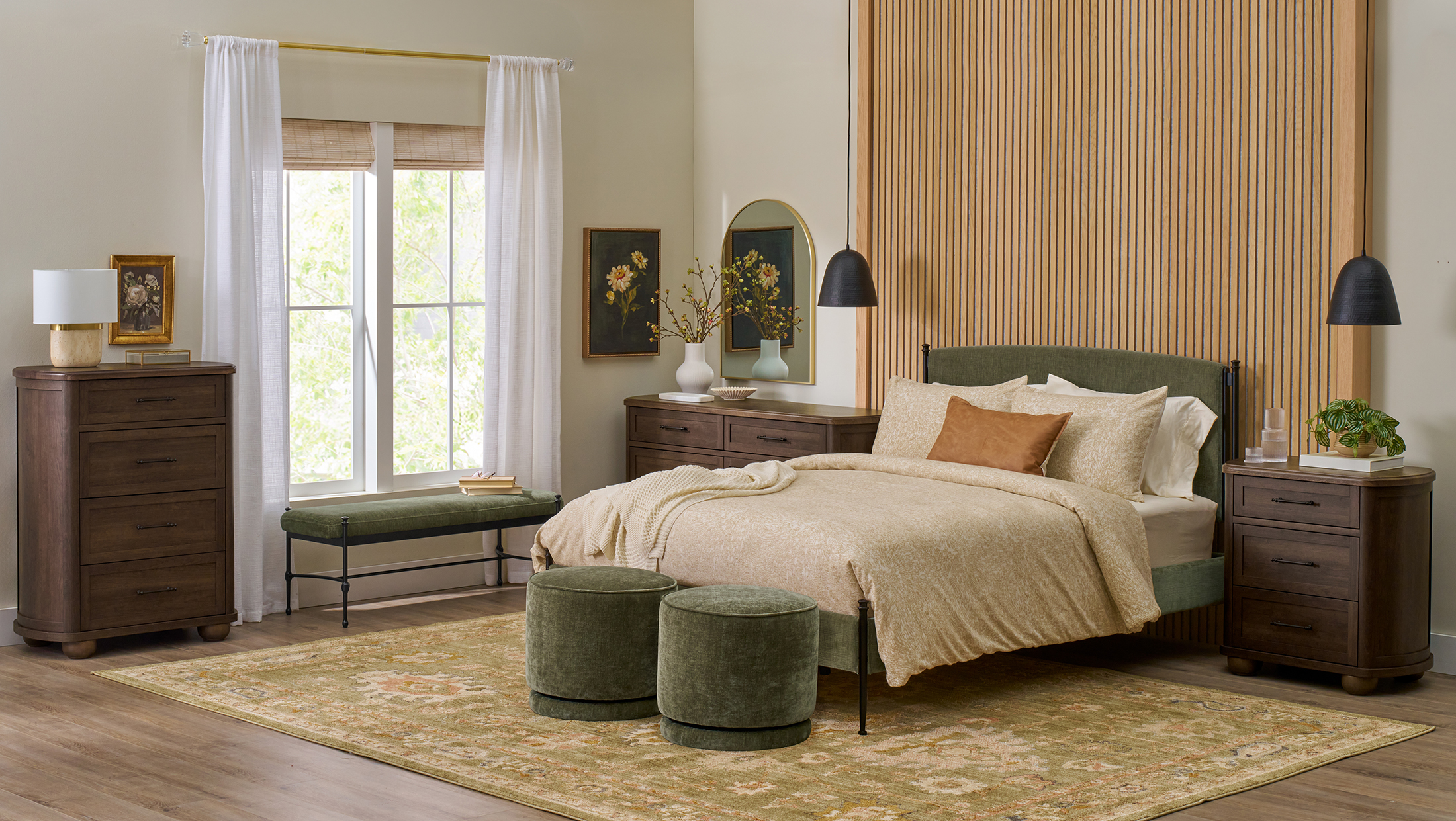 Better Homes & Gardens Ambrose Upholstered King Bed, Forest Velvet and Forged Iron