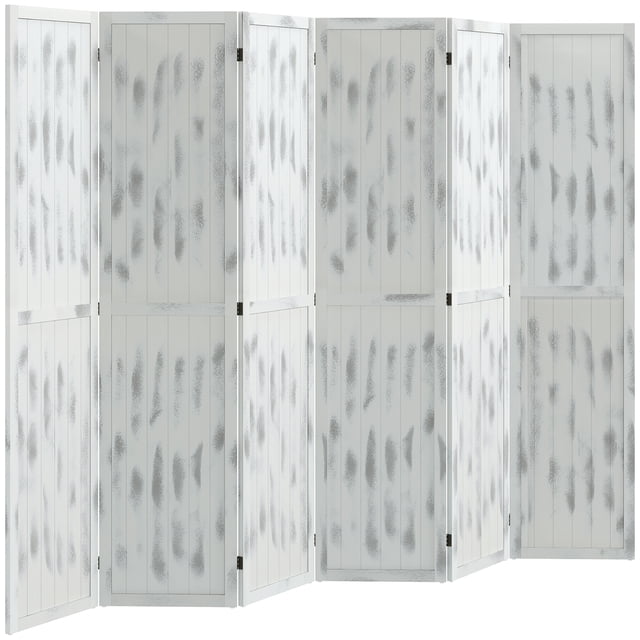 HOMCOM 5.5' 6 Panel Room Divider Folding Privacy Screen Panels, White