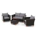 thumbnail image 2 of Costway 4 PCS Wicker Patio Furniture Set with Removable Cushions Storage Coffee Table Gray, 2 of 8