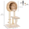 thumbnail image 2 of Beige Cat Tree with Scratching Post & Condo - 39" Tall Indoor Cat Tower for Play & Lounging - Plush Perches & Hanging Ball - Compact Design, 2 of 7