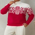 thumbnail image 3 of Christmas Family Matching Sweater Snowflake Turtleneck Long Sleeve Knitted Pullovers, 3 of 5