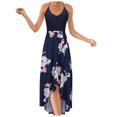 thumbnail image 1 of Mode Casual V-Cou Sans Manches Sangle Ouverte au Dos Sexy Robe d'Impression, 1 of 5