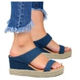thumbnail image 3 of Women‘s Open Toe Elastic Strap Espadrilles Flatform Wedge Casual Sandal, 3 of 6