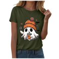 thumbnail image 1 of T-shirt Graphique à Manches Courtes d'Halloween pour Femmes Col Rond Décontracté pour Tenue de Fête d'Été avec Jeans, 1 of 4